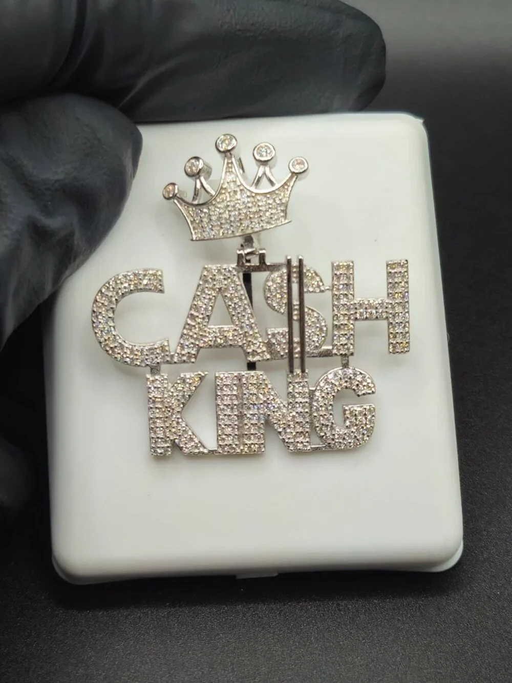 925 Sterling Silver Cash King Moissanite Pendant 9.2mm Bail